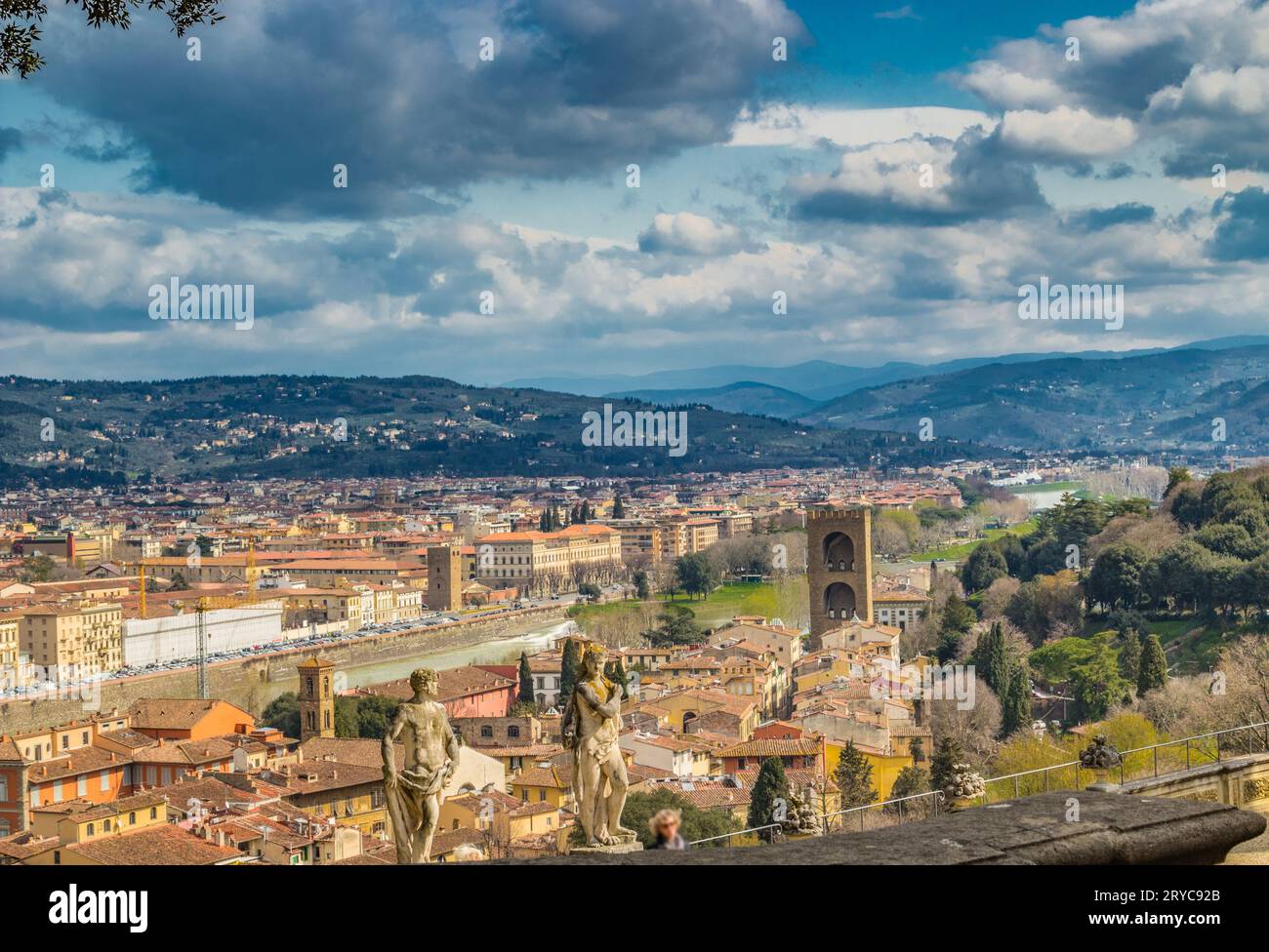 Vue imprenable sur les palais et les églises de Florence Banque D'Images