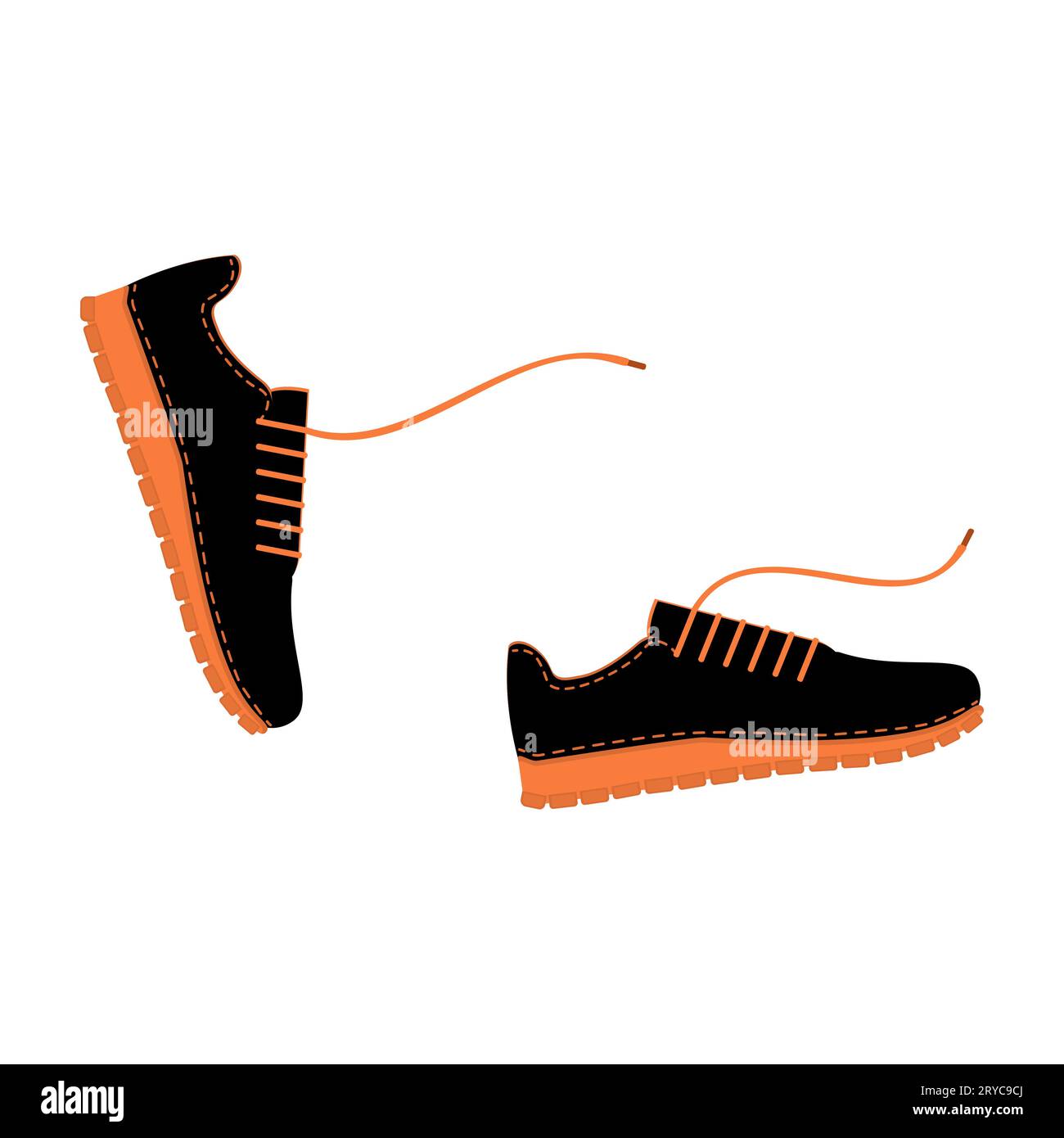 Courir, bouger en chaussures de sport. Baskets classiques de style plat avec lacets. Chaussures de sport pour hommes et femmes. Illustration de mode vectorielle. Illustration de Vecteur