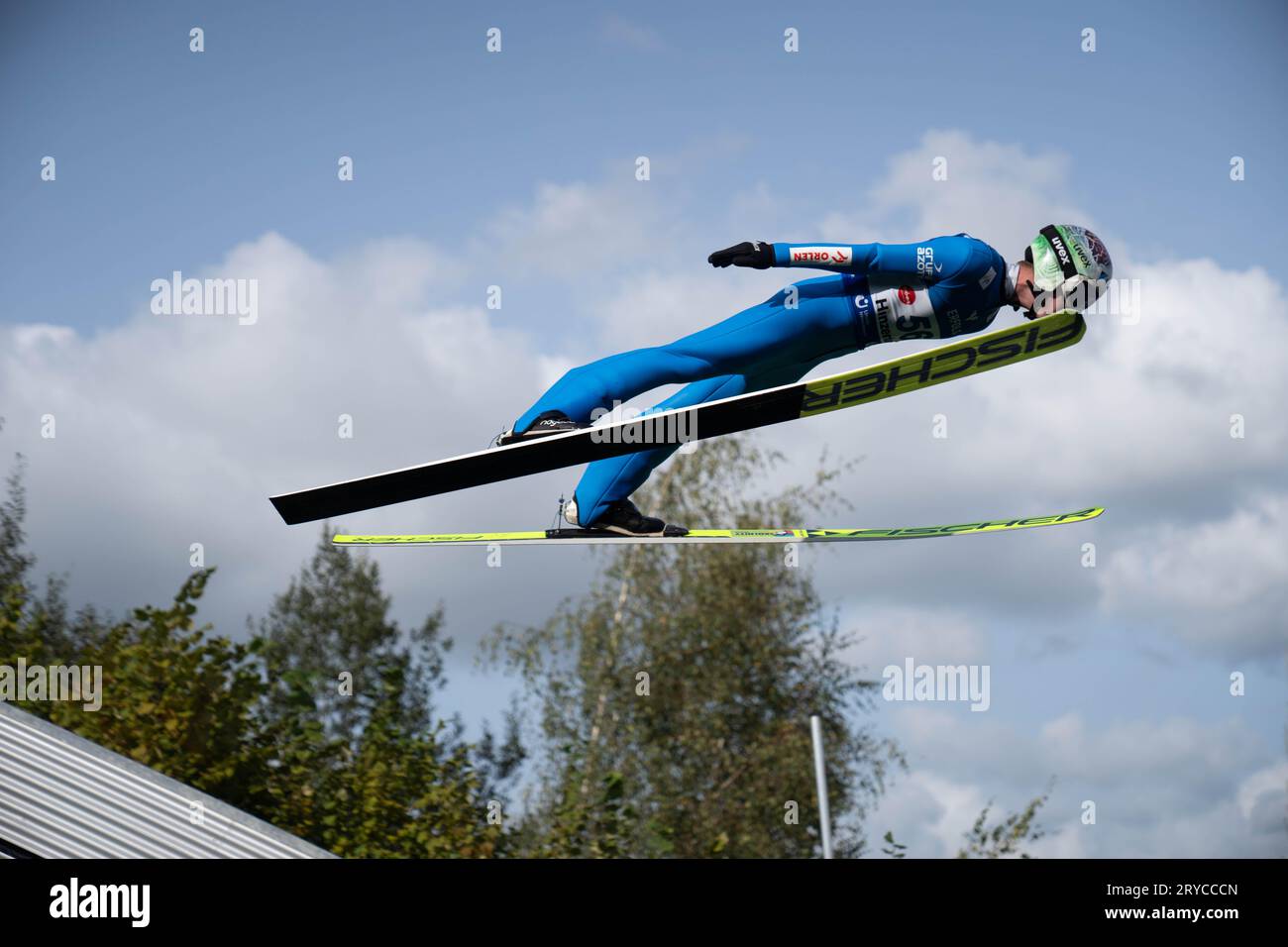 Hinzenbach, Autriche. 30 septembre 2023. Le Grand Prix d'été FIS Skisprung se déroule sur la colline de saut à ski près d'Eferding ©Andreas Stroh / Alamy Live News Banque D'Images