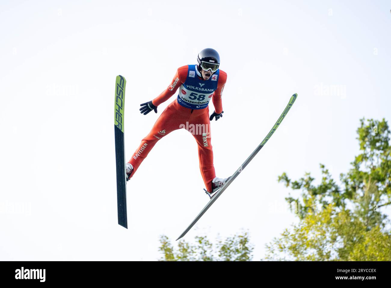 Hinzenbach, Autriche. 30 septembre 2023. Le Grand Prix d'été FIS Skisprung se déroule sur la colline de saut à ski près d'Eferding ©Andreas Stroh / Alamy Live News Banque D'Images