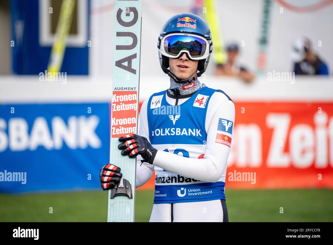 Hinzenbach, Autriche. 30 septembre 2023. Grand Prix d'été FIS Skisprung se déroulant sur la colline de saut à ski près d'Eferding, Austrias Daniel Tschofenig ©Andreas Stroh / Alamy Live News Banque D'Images