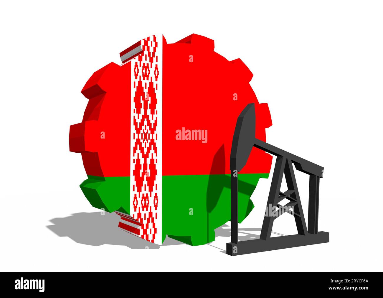 Engrenage avec pompe à huile texturée par drapeau de Biélorussie Banque D'Images