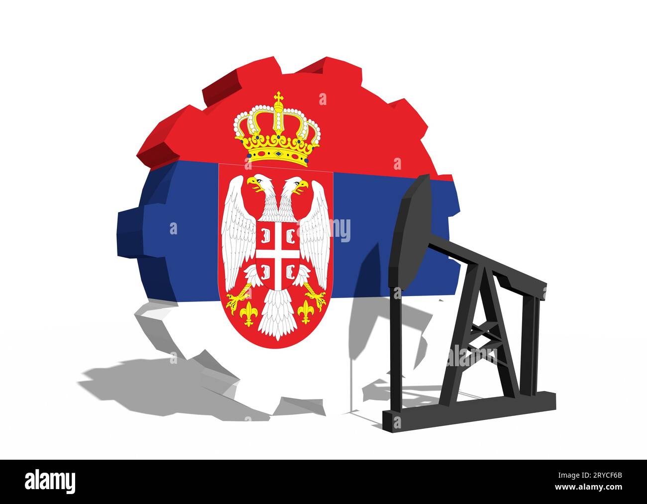 Engrenage avec pompe à huile texturée par drapeau serbe Banque D'Images