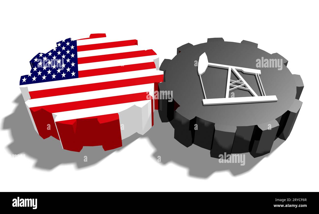 Engrenage avec pompe à huile texturée par drapeau américain Banque D'Images