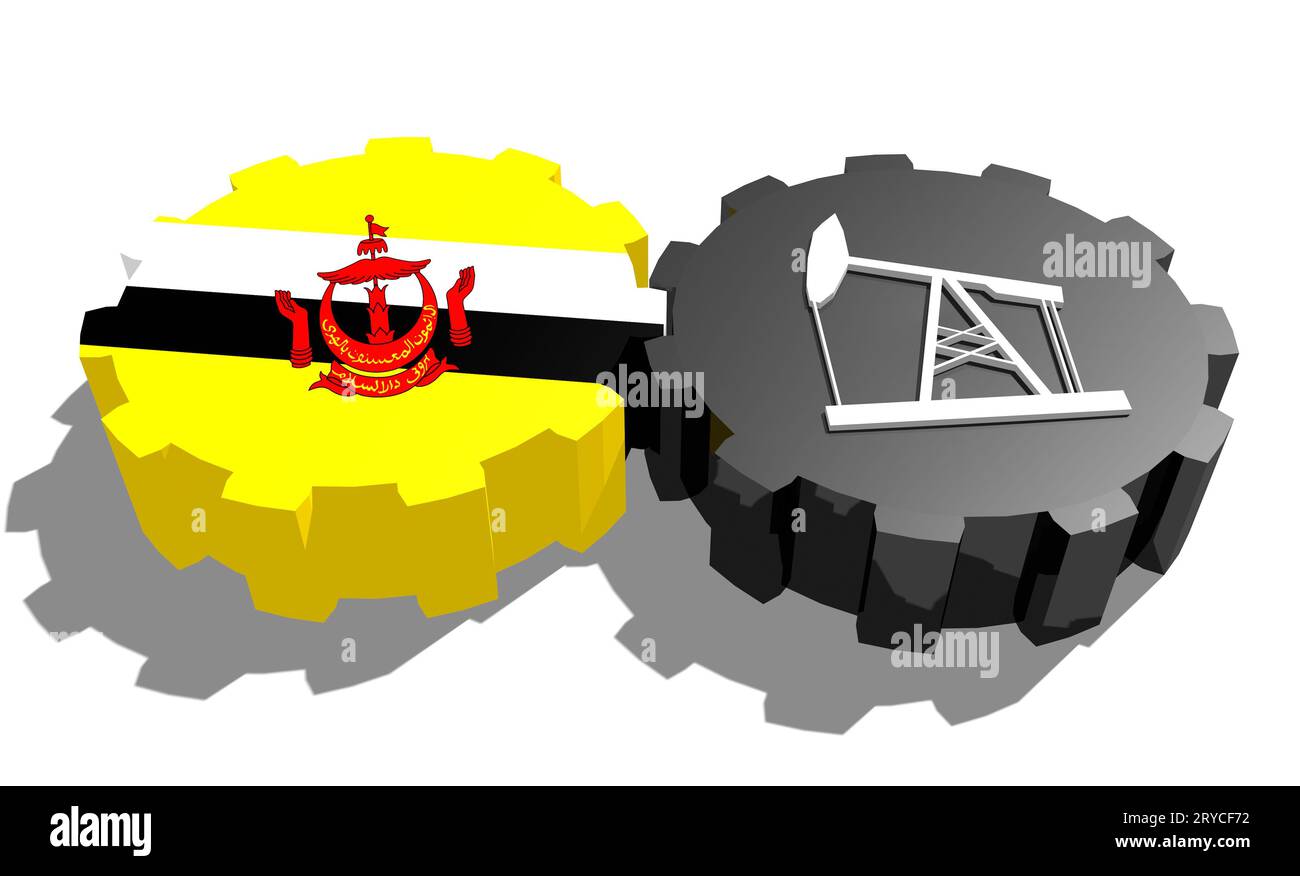 Engrenage avec pompe à huile texturée par le drapeau Brunei Banque D'Images