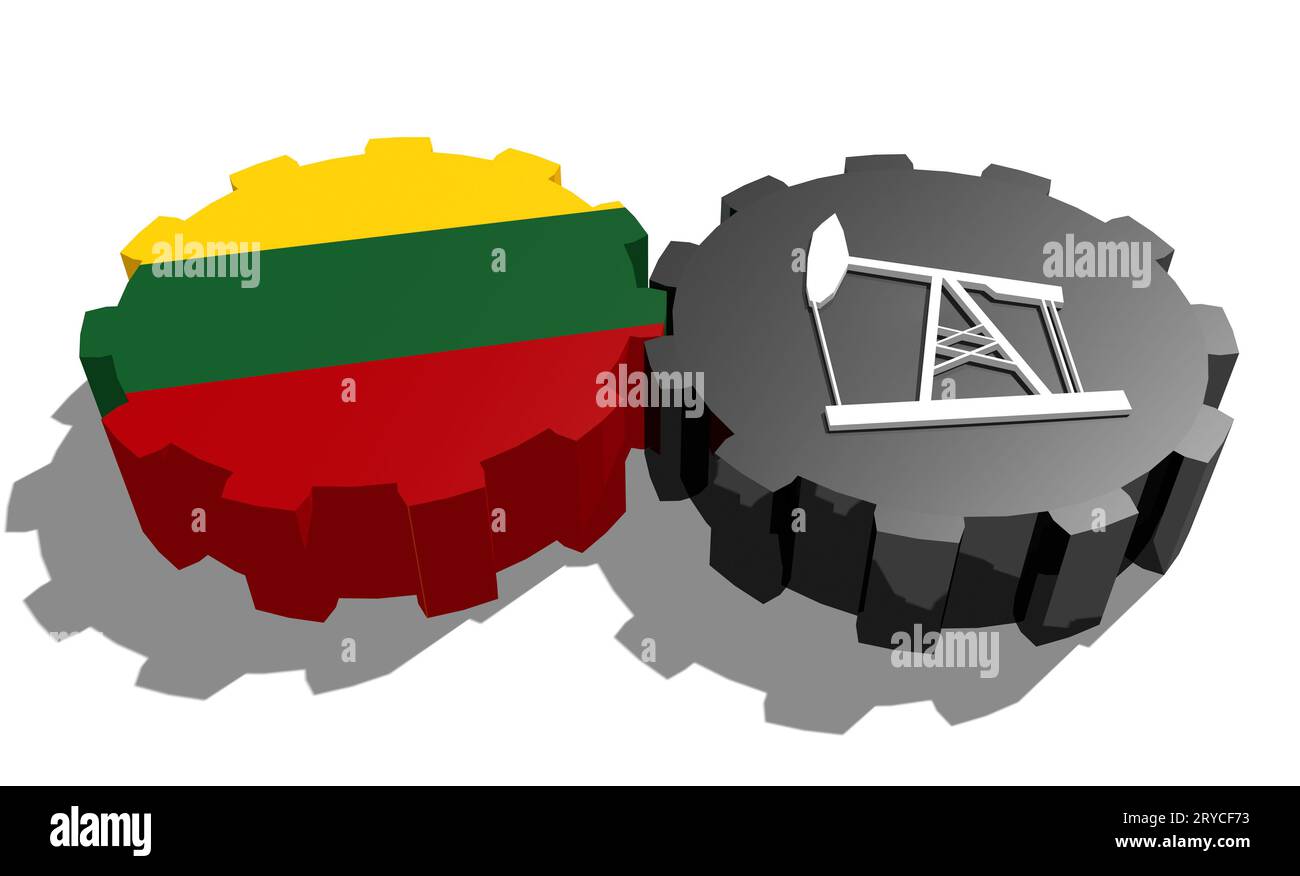 Engrenage avec pompe à huile texturée par le drapeau de la Lituanie Banque D'Images