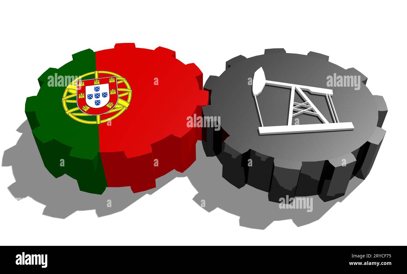 Engrenage avec pompe à huile texturée par le drapeau du Portugal Banque D'Images
