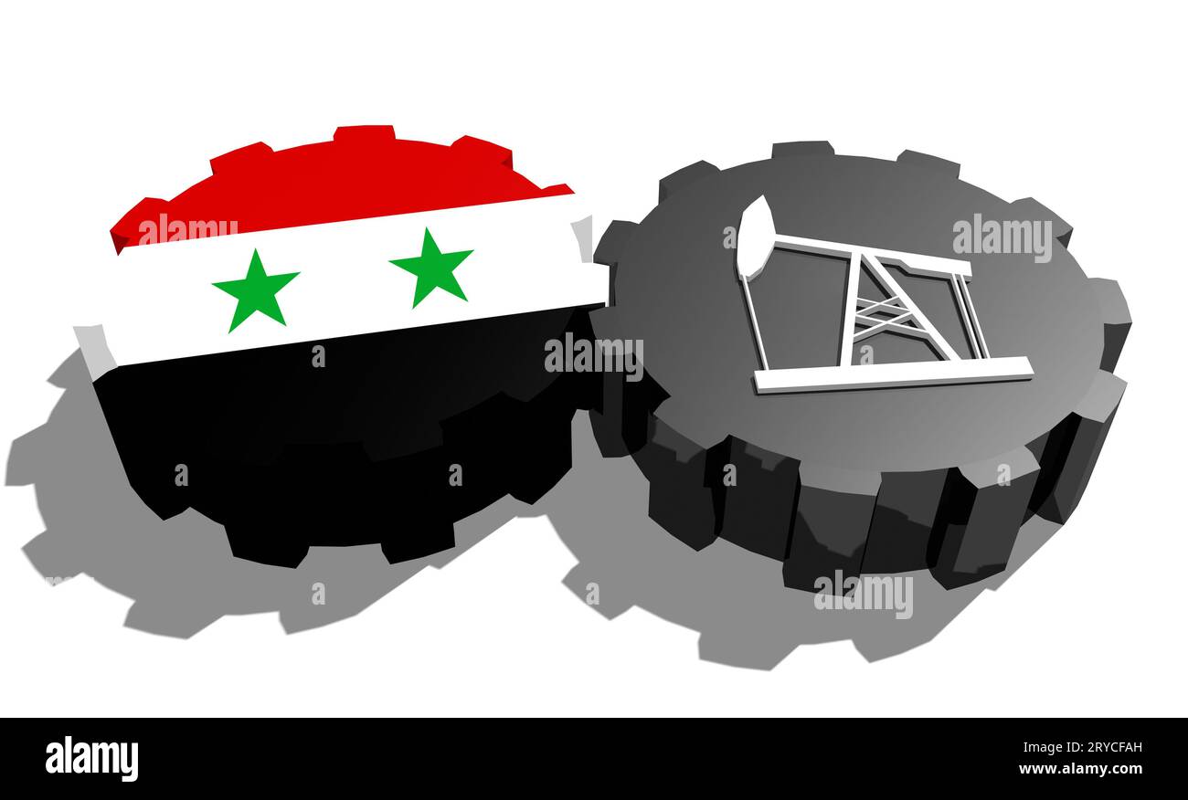 Engrenage avec pompe à huile texturée par le drapeau syrien Banque D'Images