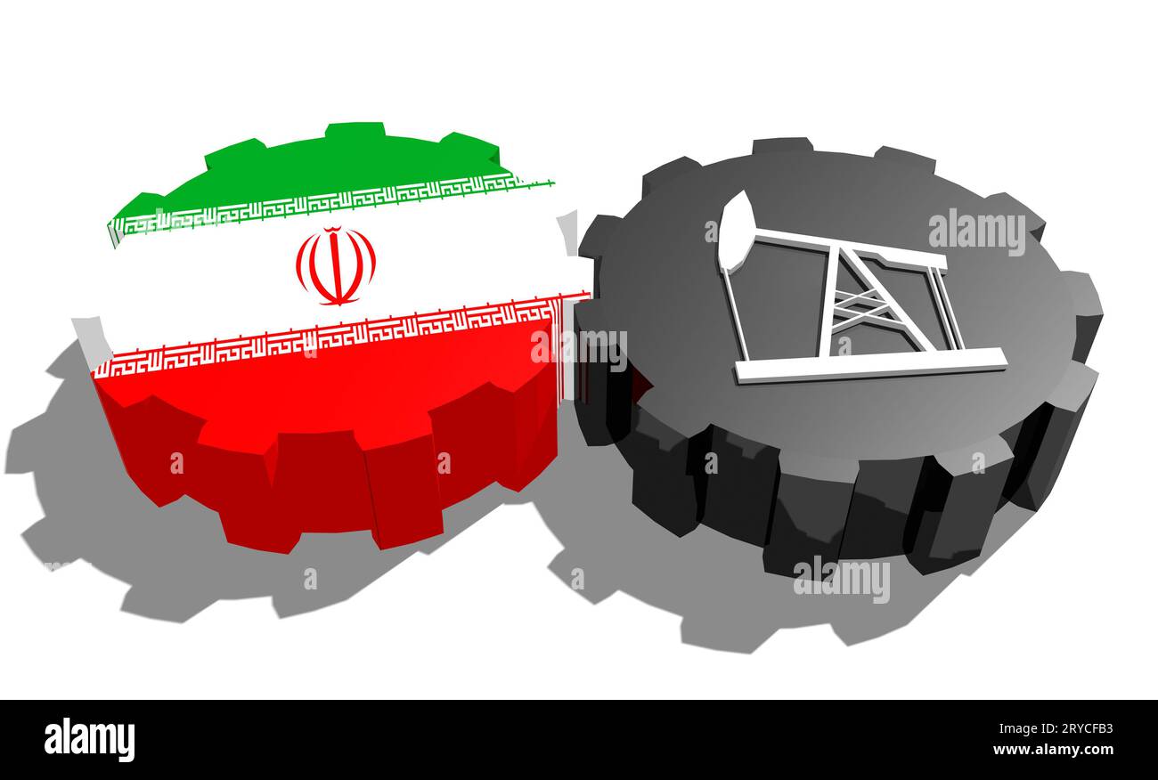 Engrenage avec pompe à huile texturée par le drapeau iranien Banque D'Images
