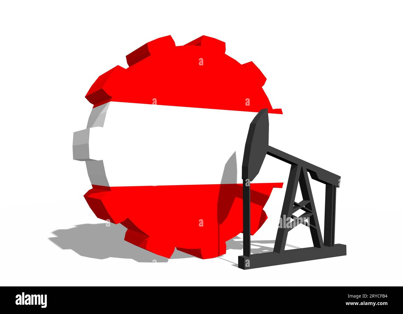 Engrenage avec pompe à huile texturée par drapeau autrichien Banque D'Images