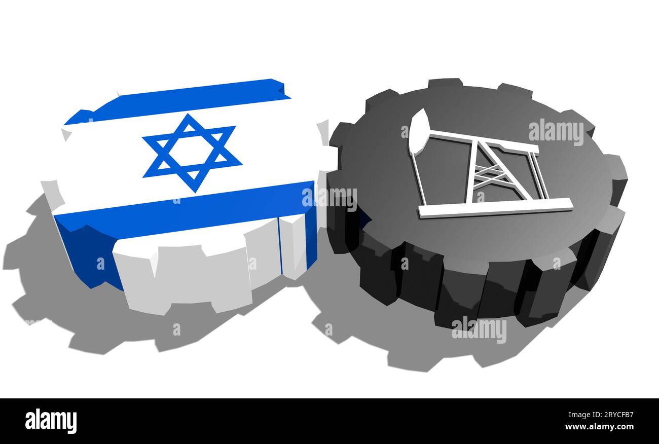 Engrenage avec pompe à huile texturée par le drapeau israélien Banque D'Images
