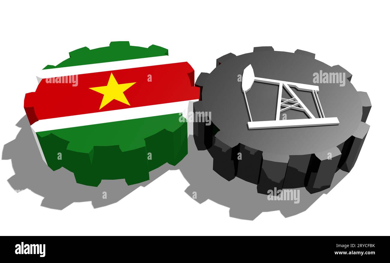 Engrenage avec pompe à huile texturée par le drapeau Suriname Banque D'Images