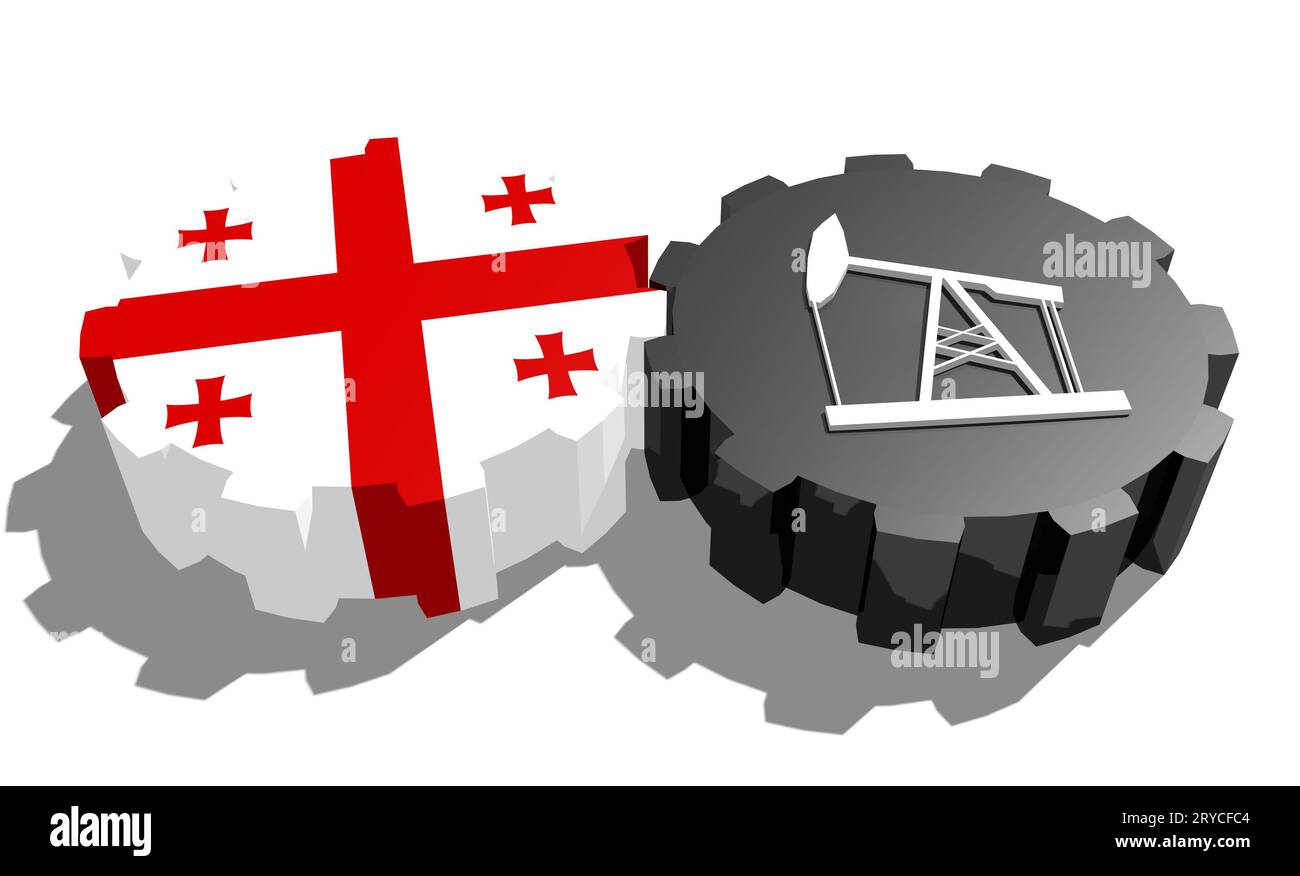 Engrenage avec pompe à huile texturée par le drapeau de Géorgie Banque D'Images
