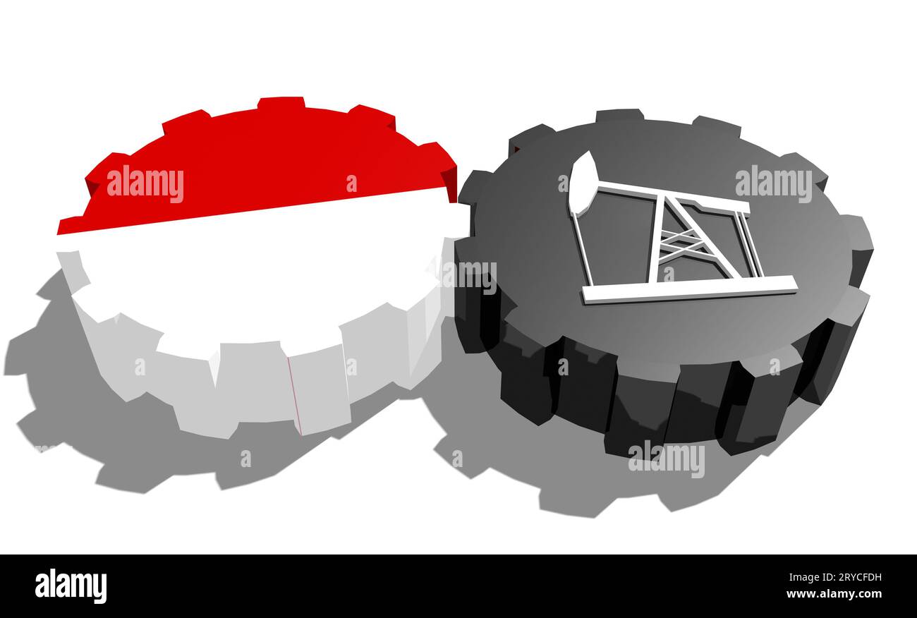 Engrenage avec pompe à huile texturée par le drapeau indonésien Banque D'Images
