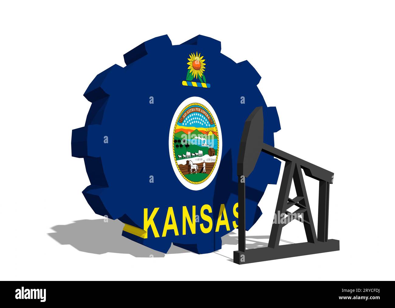 Engrenage avec pompe à huile texturée par le drapeau du Kansas Banque D'Images