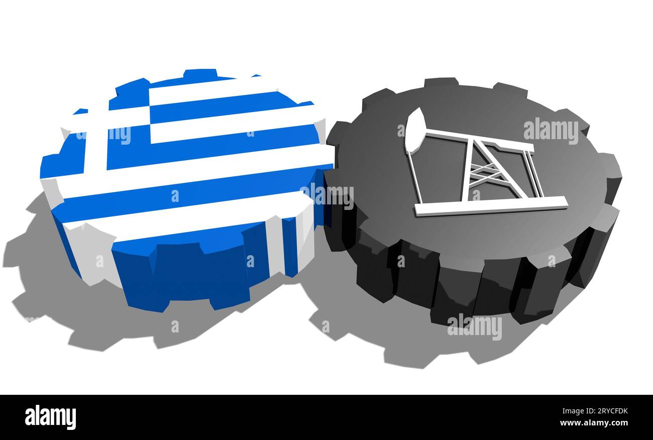 Engrenage avec pompe à huile texturée par drapeau grec Banque D'Images