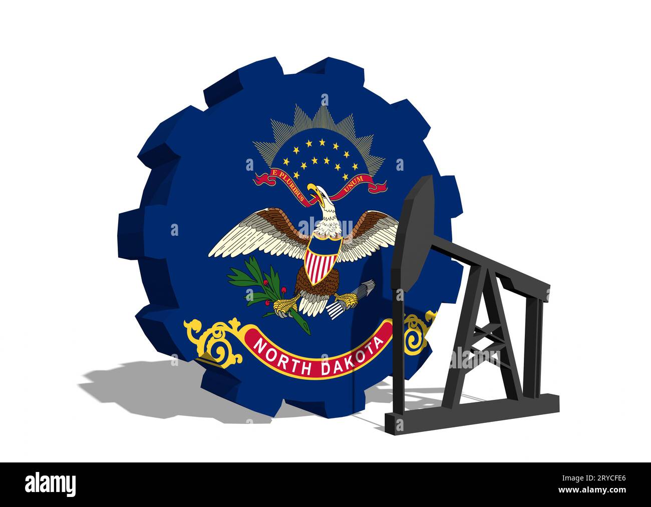 Engrenage avec pompe à huile texturée par le drapeau du Dakota du Nord Banque D'Images