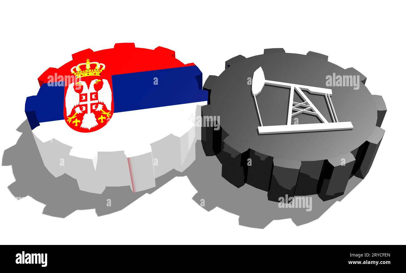 Engrenage avec pompe à huile texturée par drapeau serbe Banque D'Images