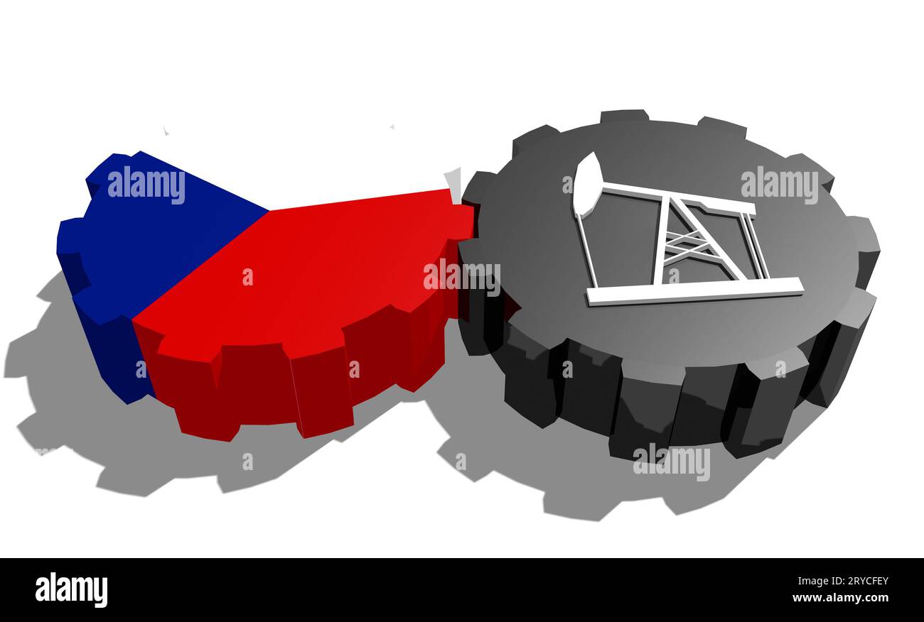 Engrenage avec pompe à huile texturée par drapeau tchèque Banque D'Images
