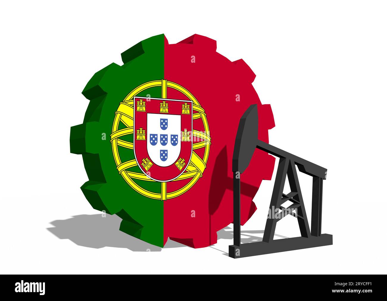 Engrenage avec pompe à huile texturée par le drapeau du Portugal Banque D'Images