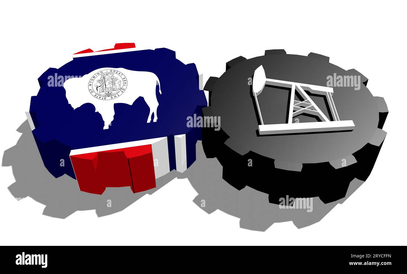 Engrenage avec pompe à huile texturée par le drapeau Wyoming Banque D'Images