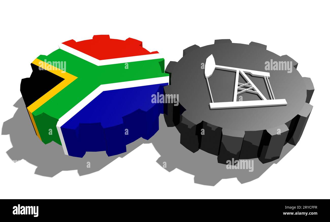 Engrenage avec pompe à huile texturée par drapeau sud-africain Banque D'Images
