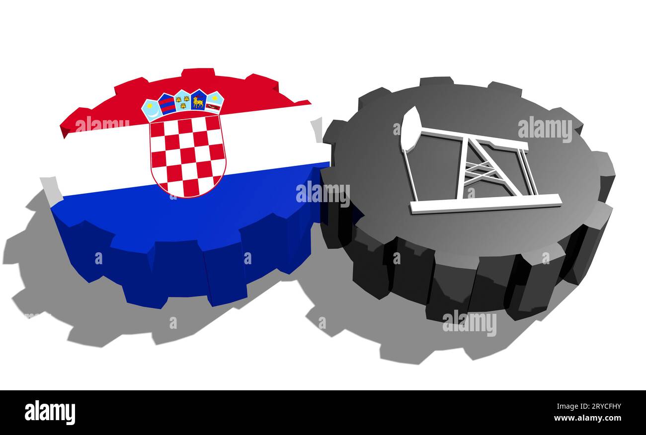 Engrenage avec pompe à huile texturée par le drapeau de la Croatie Banque D'Images