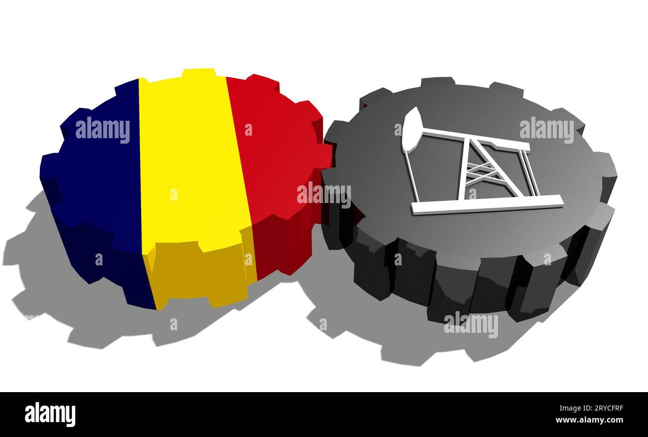 Engrenage avec pompe à huile texturée par le drapeau du Tchad Banque D'Images