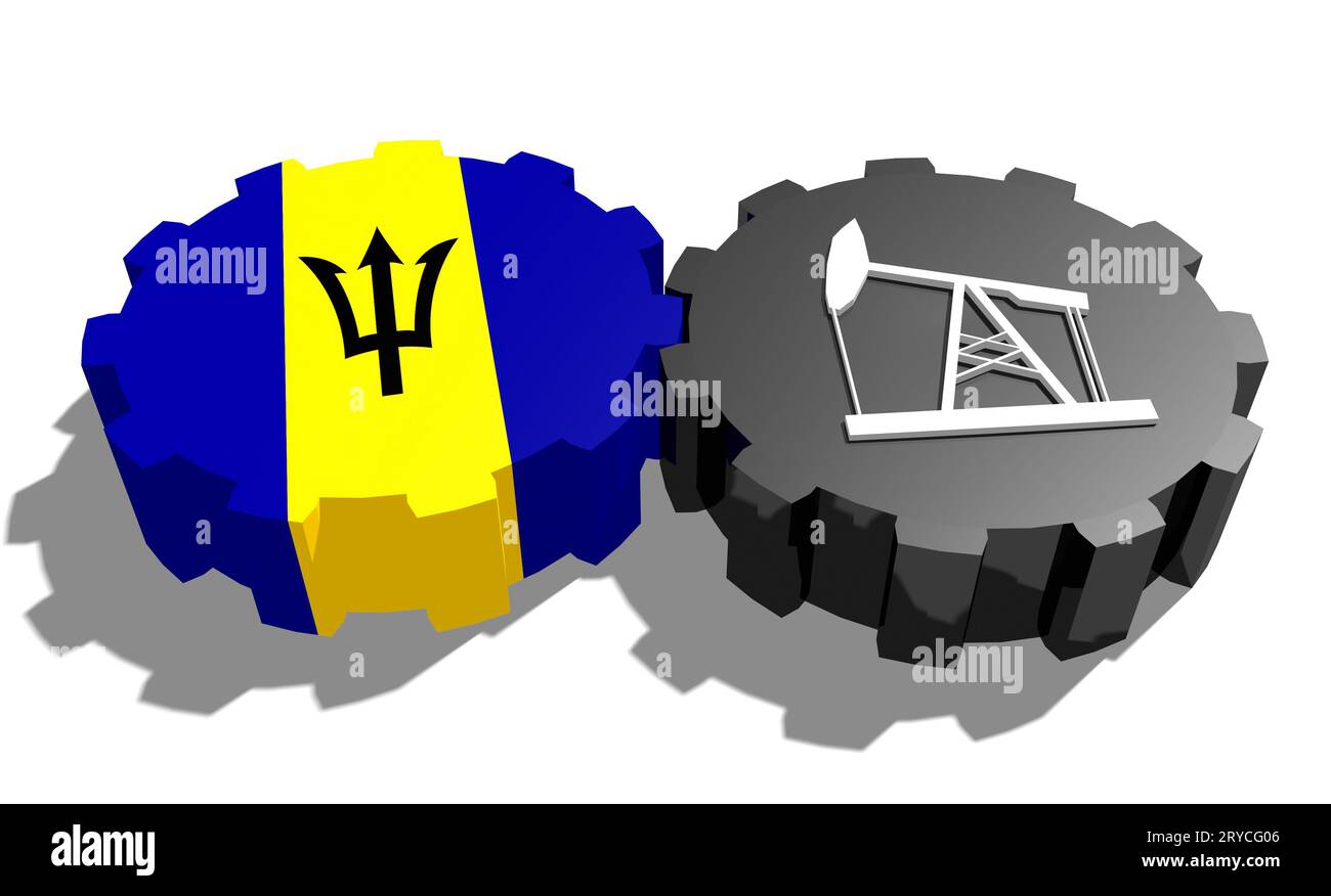 Engrenage avec pompe à huile texturée par drapeau de la Barbade Banque D'Images