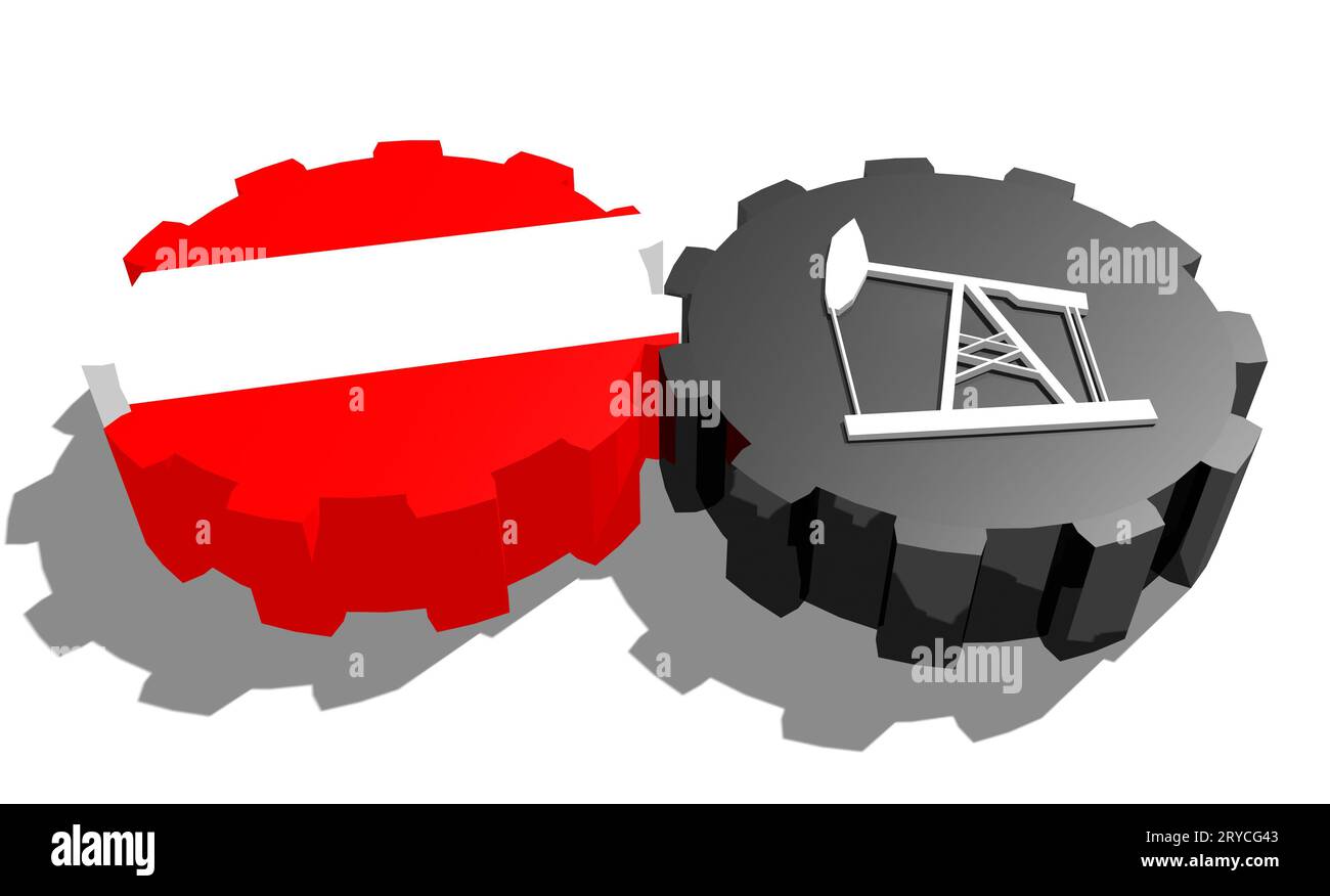 Engrenage avec pompe à huile texturée par drapeau autrichien Banque D'Images
