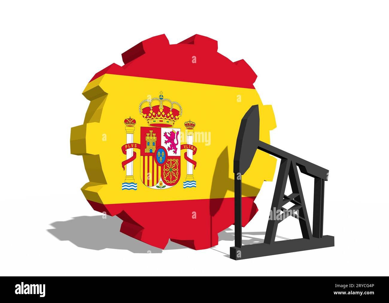 Engrenage avec pompe à huile texturée par drapeau espagnol Banque D'Images
