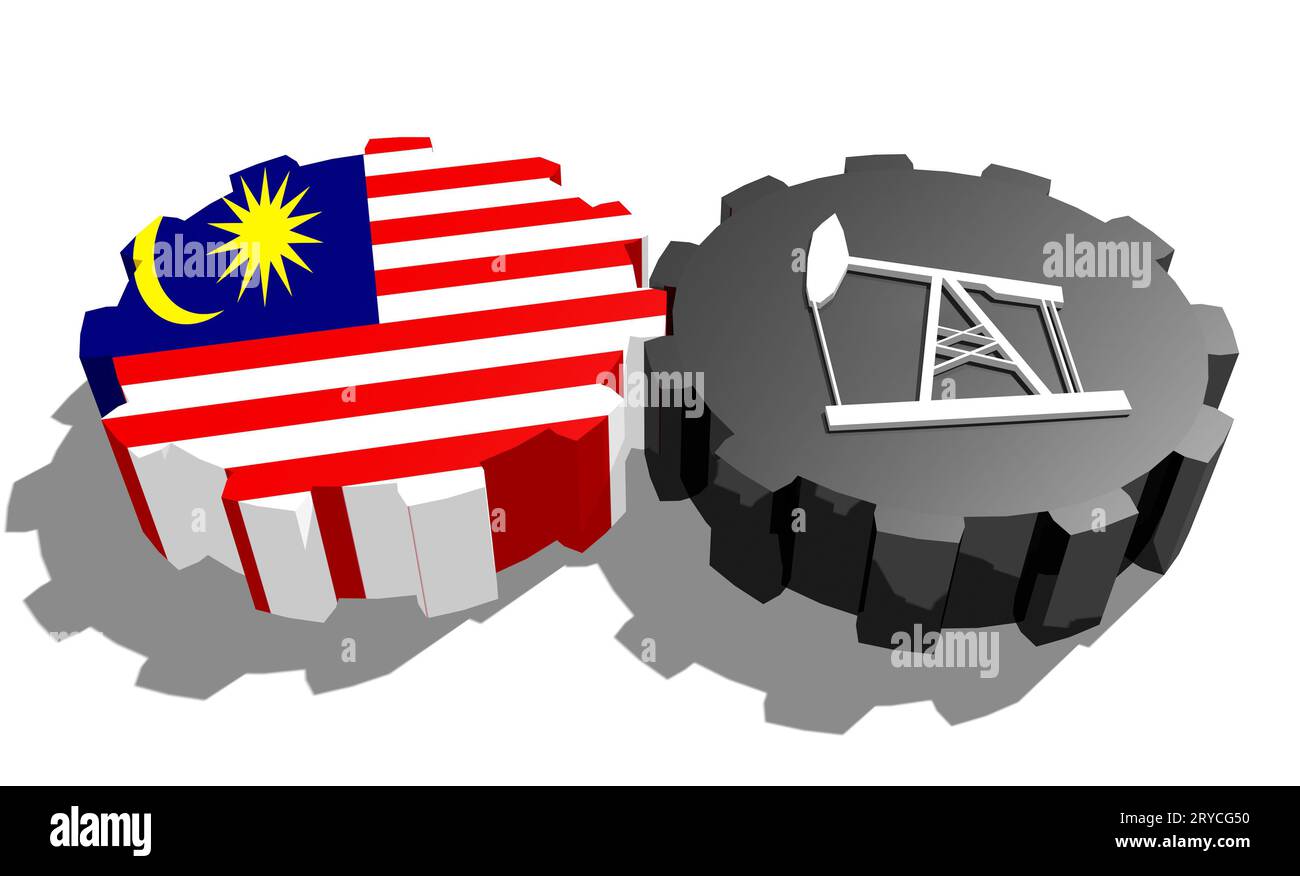 Engrenage avec pompe à huile texturée par le drapeau malaisien Banque D'Images