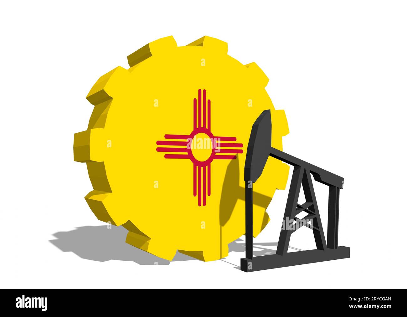 Engrenage avec pompe à huile texturée par drapeau du Nouveau Mexique Banque D'Images