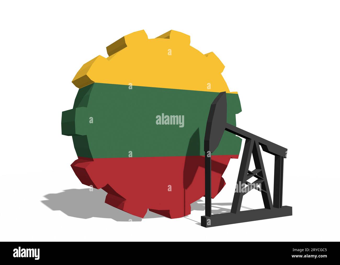 Engrenage avec pompe à huile texturée par le drapeau de la Lituanie Banque D'Images