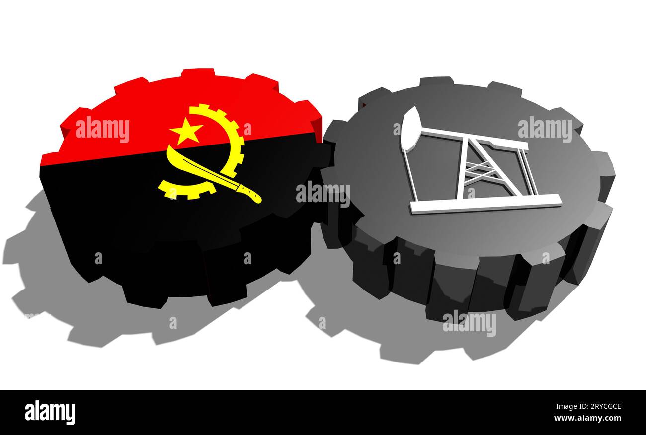 Engrenage avec pompe à huile texturée par drapeau Angola Banque D'Images