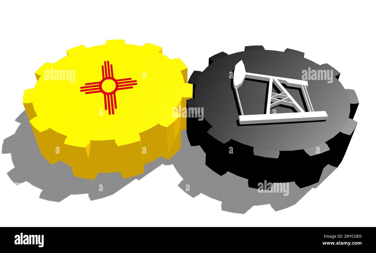 Engrenage avec pompe à huile texturée par drapeau du Nouveau Mexique Banque D'Images