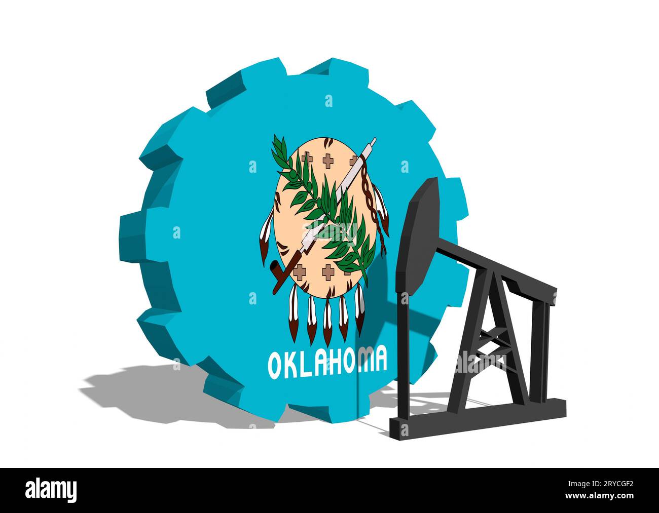 Engrenage avec pompe à huile texturée par le drapeau de l'Oklahoma Banque D'Images