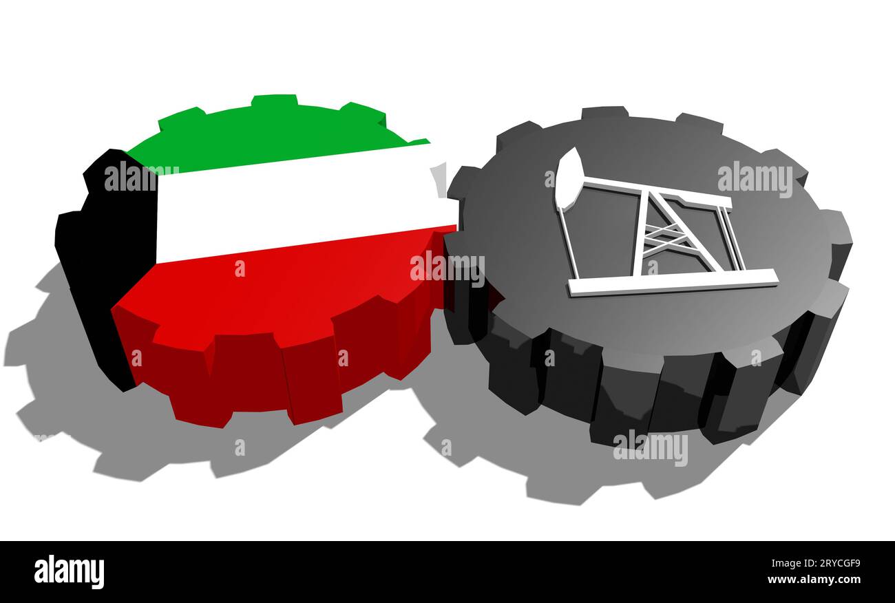 Engrenage avec pompe à huile texturée par le drapeau du Koweït Banque D'Images