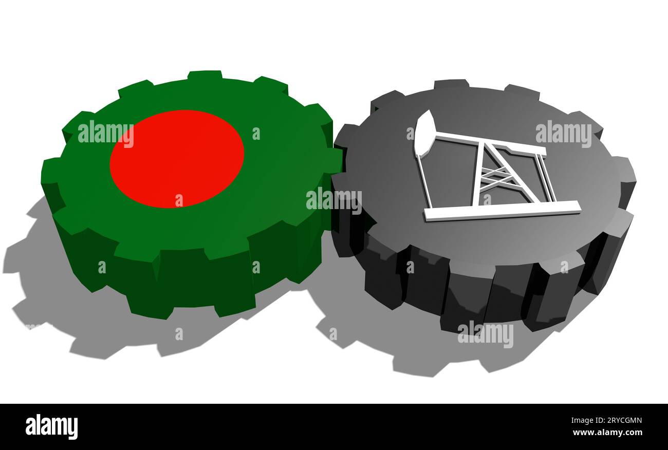 Engrenage avec pompe à huile texturée par le drapeau du Bangladesh Banque D'Images