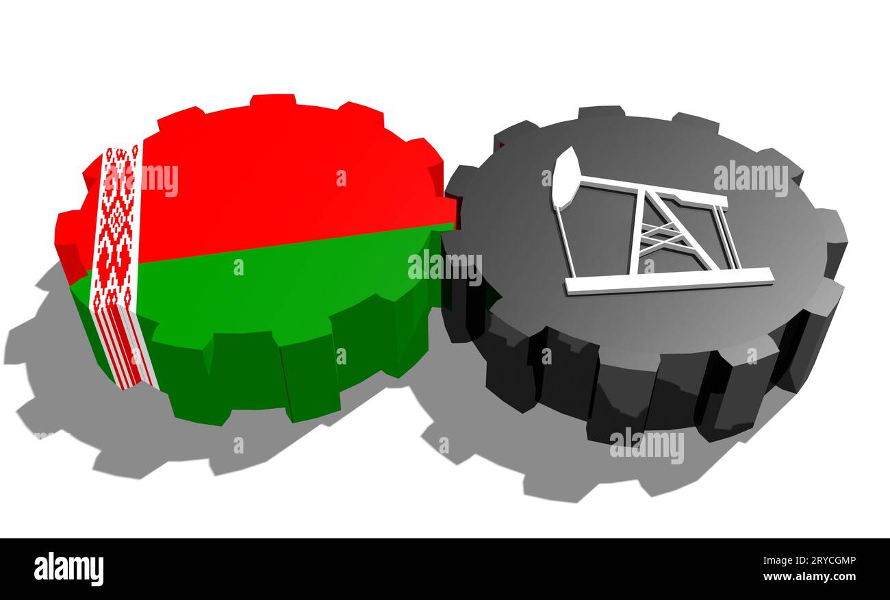 Engrenage avec pompe à huile texturée par drapeau de Biélorussie Banque D'Images