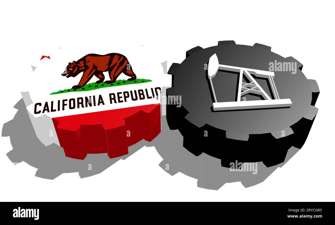 Engrenage avec pompe à huile texturée par drapeau californien Banque D'Images