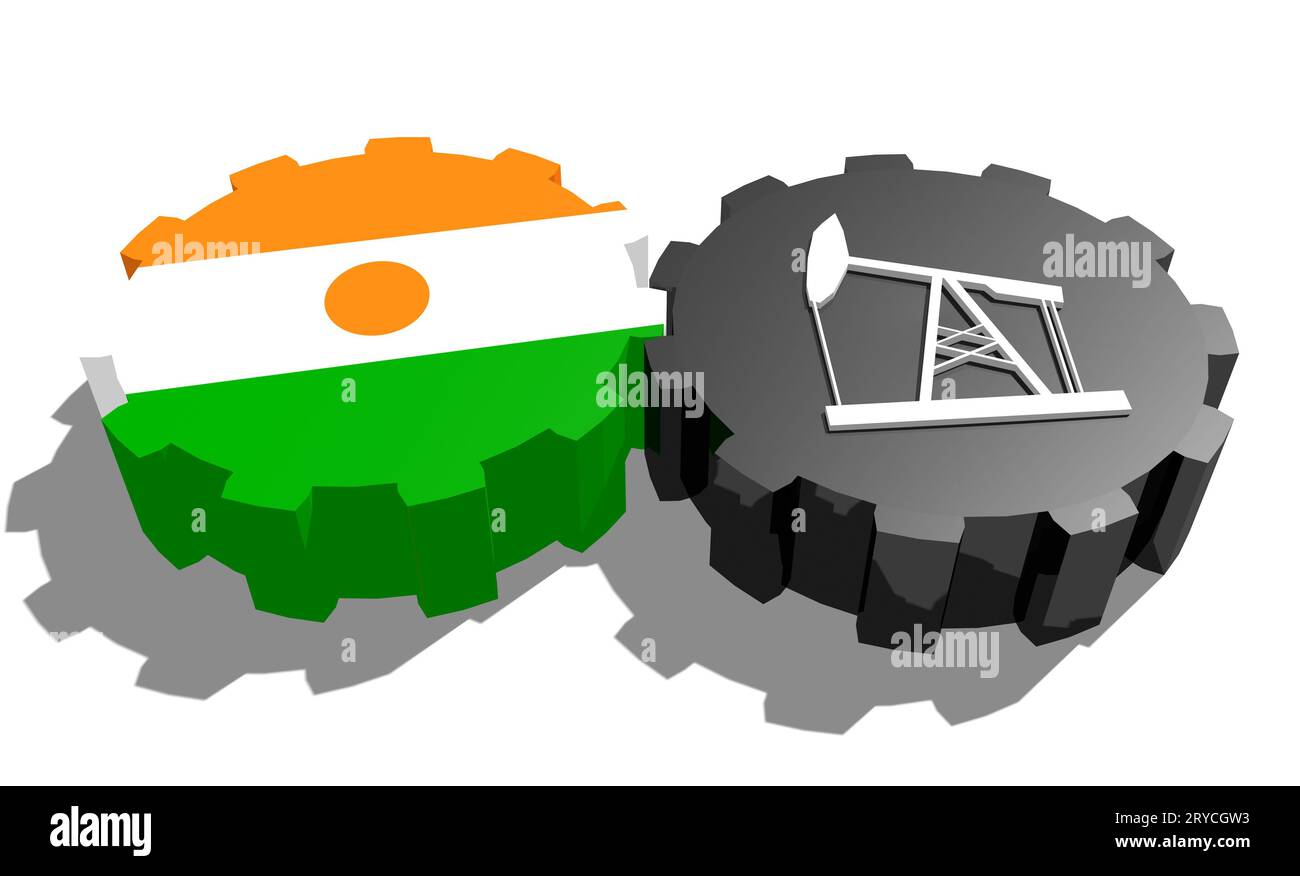 Engrenage avec pompe à huile texturée par drapeau du Niger Banque D'Images