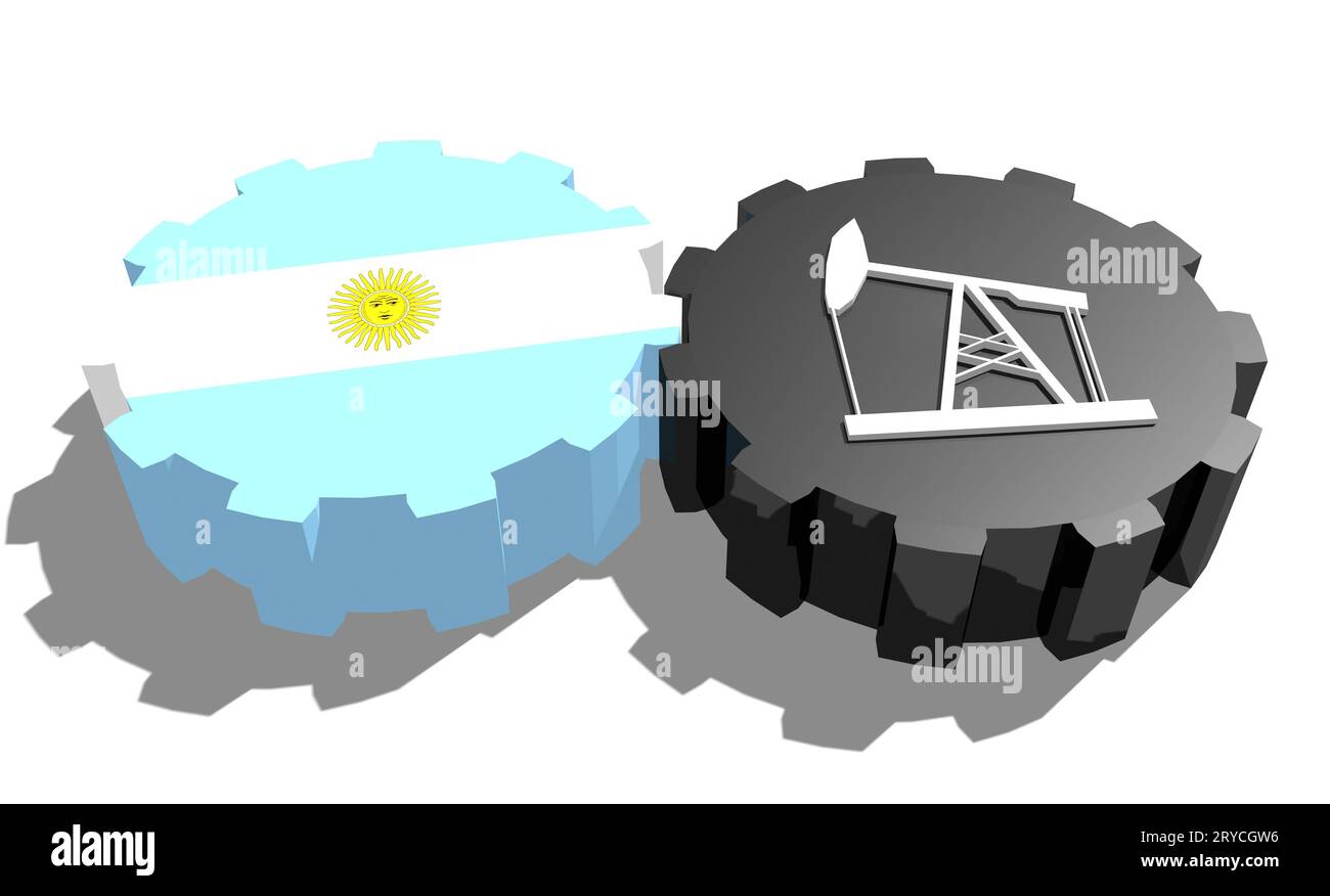 Engrenage avec pompe à huile texturée par le drapeau argentin Banque D'Images