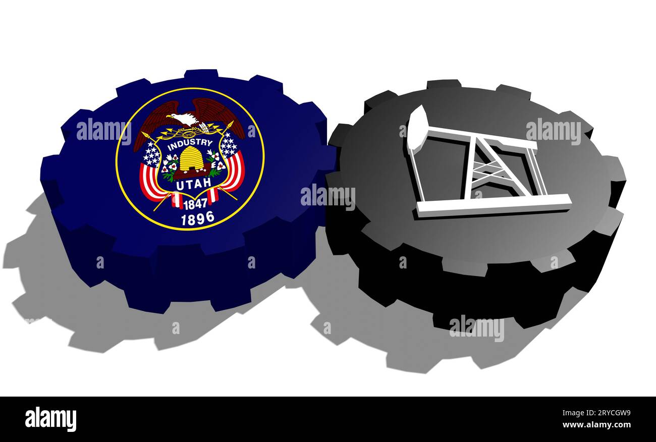 Engrenage avec pompe à huile texturée par le drapeau de l'Utah Banque D'Images