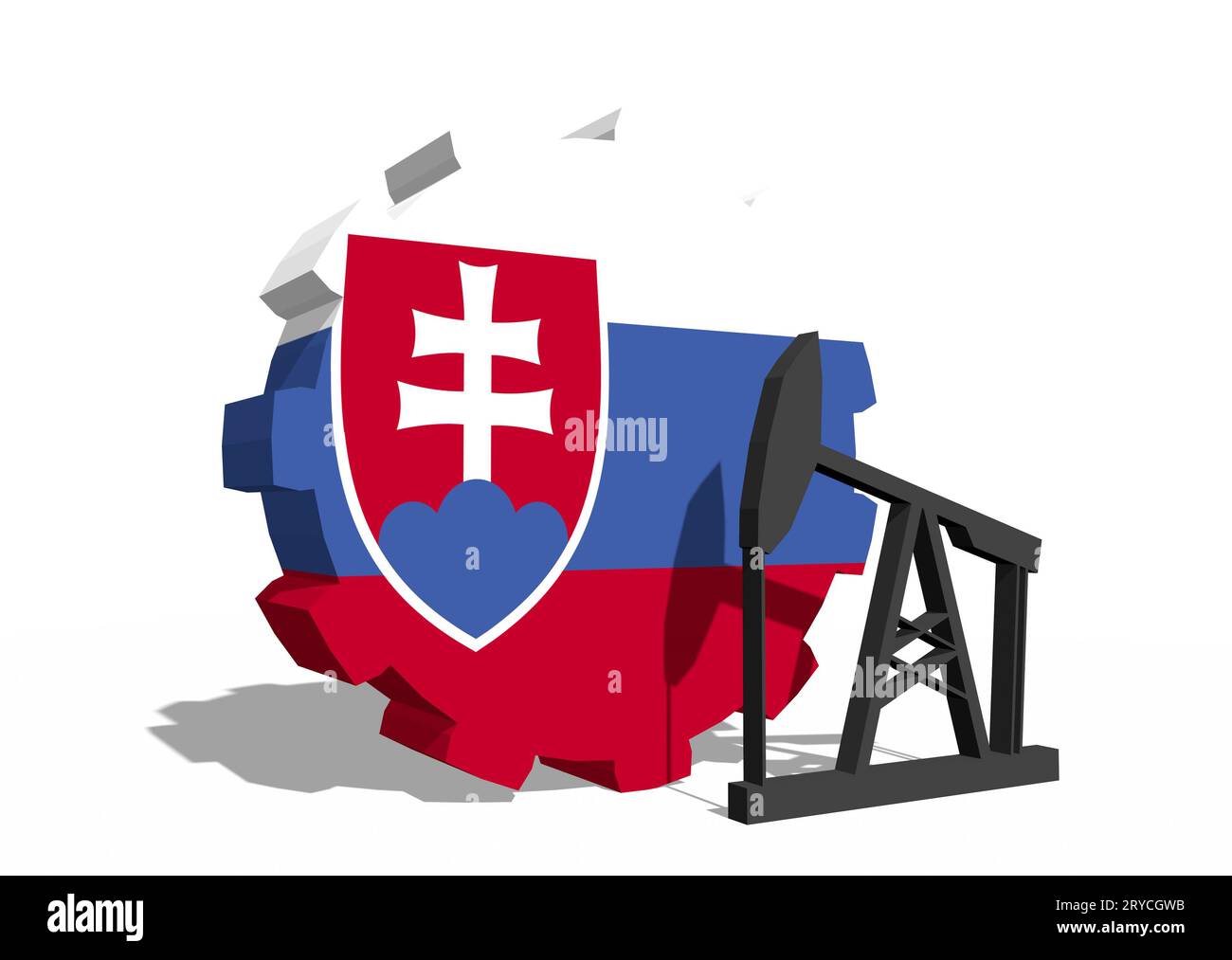 Engrenage avec pompe à huile texturée par le drapeau slovaque Banque D'Images
