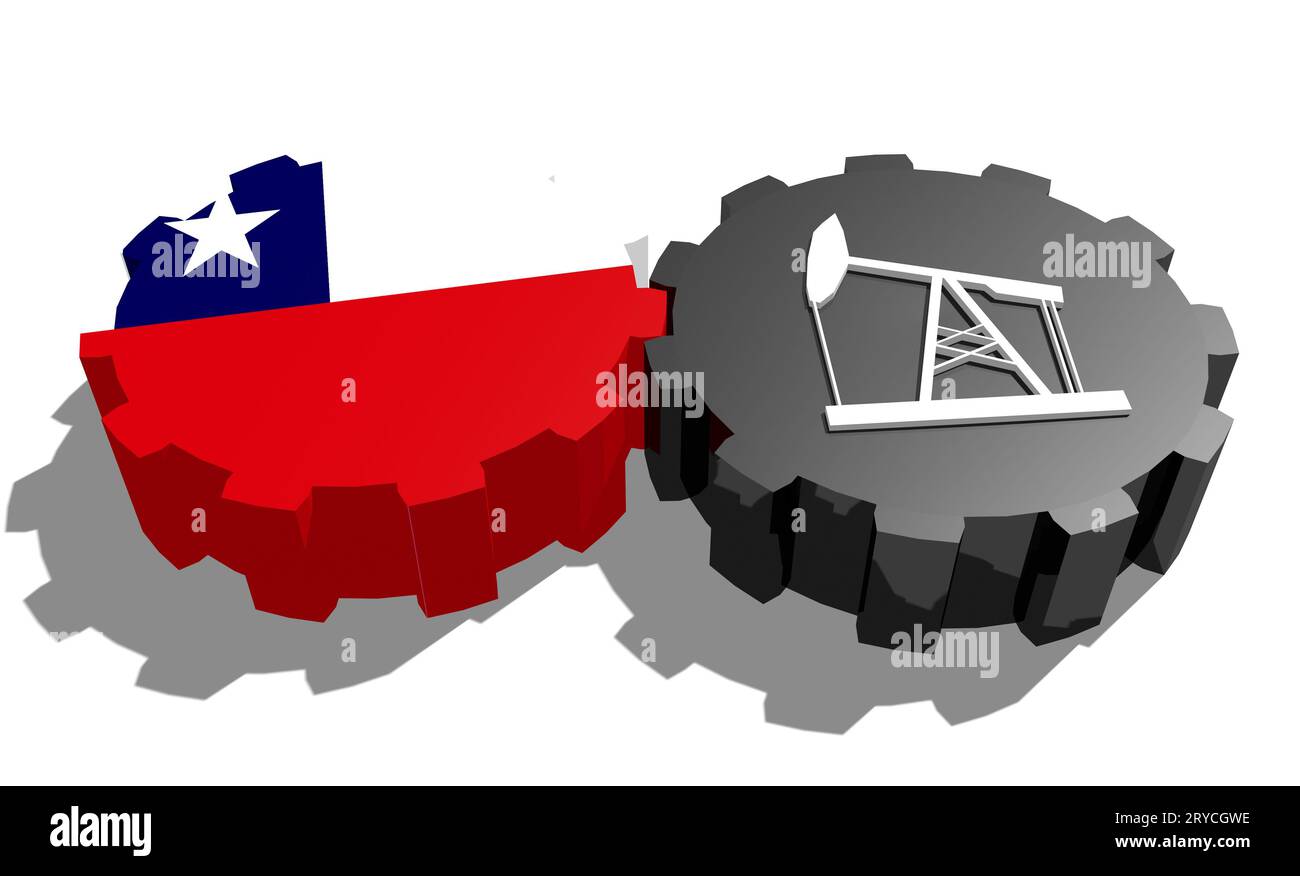 Engrenage avec pompe à huile texturée par le drapeau du Chili Banque D'Images
