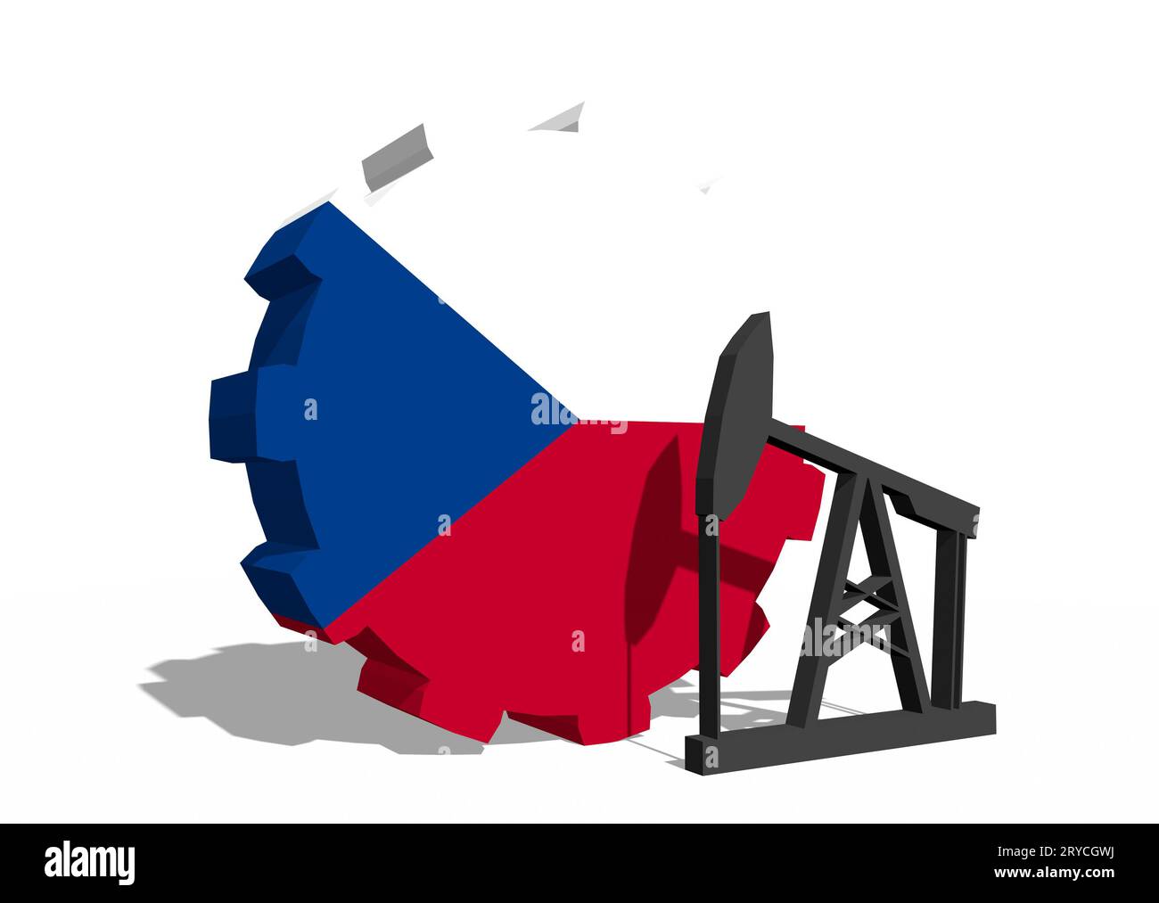 Engrenage avec pompe à huile texturée par drapeau tchèque Banque D'Images