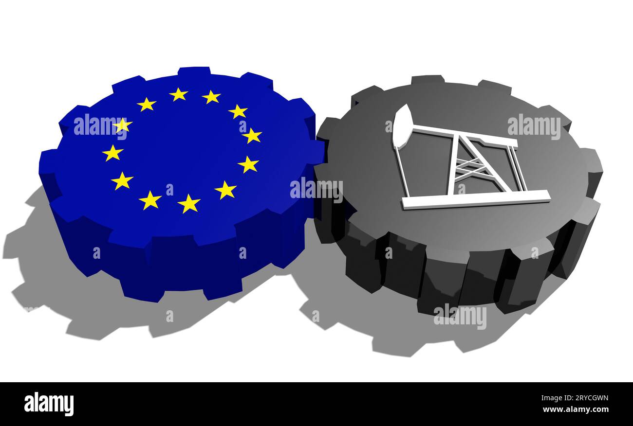 Engrenage avec pompe à huile texturée par drapeau de l'Union européenne Banque D'Images