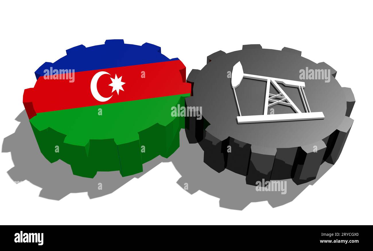 Engrenage avec pompe à huile texturée par le drapeau de l'Azerbaïdjan Banque D'Images