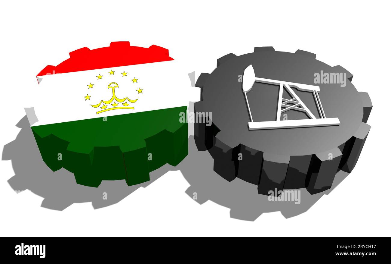 Engrenage avec pompe à huile texturée par le drapeau du Tadjikistan Banque D'Images